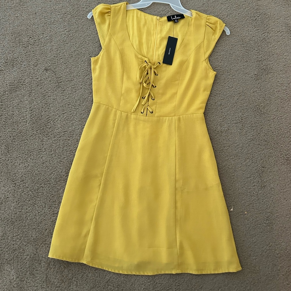 NWT Lulu’s Mustard Yellow Mini Dress